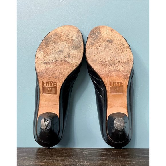 Frye Black Leather Peep Toe Heels - Picture 7 of 7